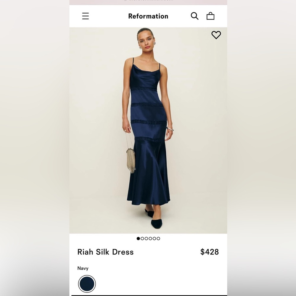 Reformation Riah Silk Dress navy size 2 like NEW